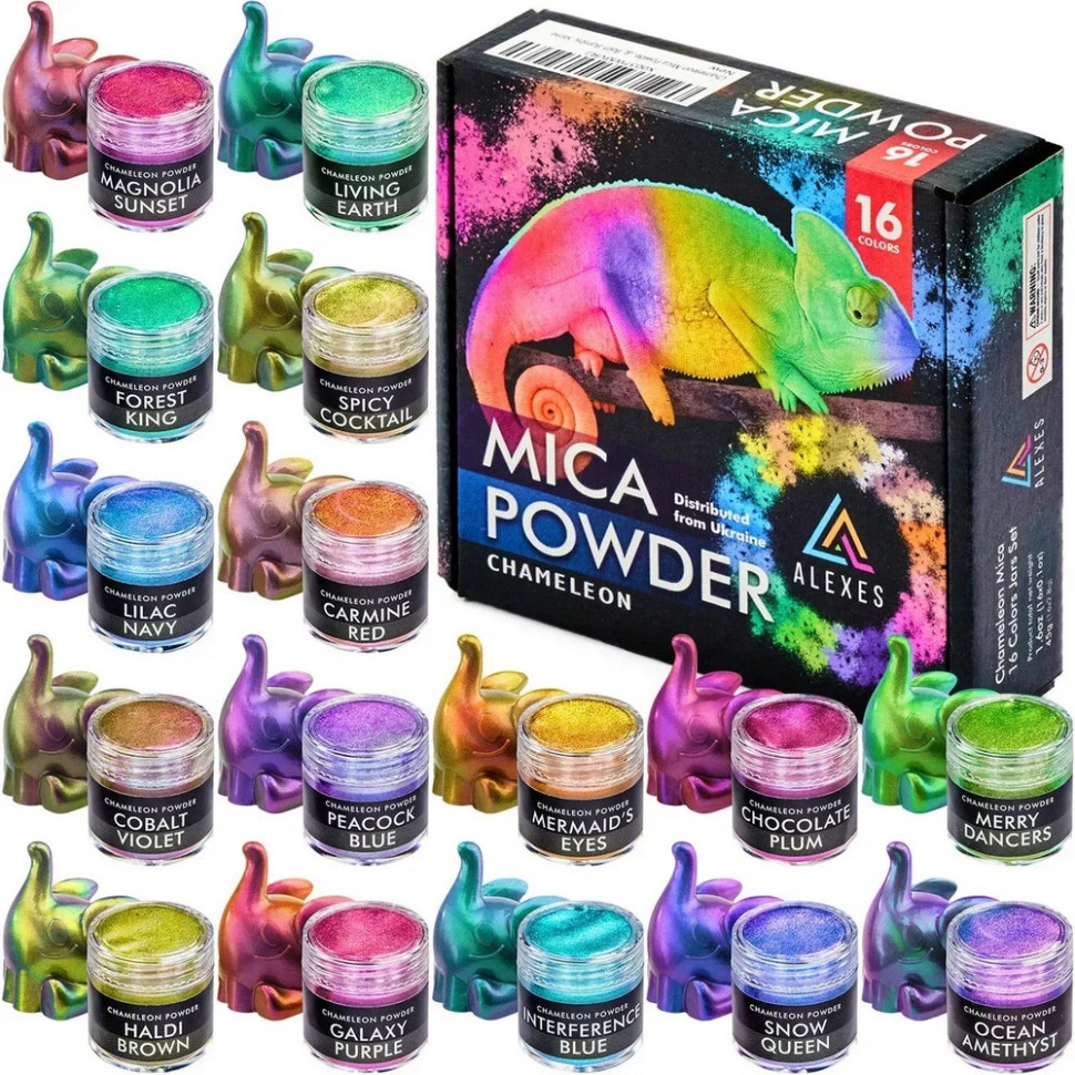 Перламутровий пігмент хамелеон Chameleon Mica Powder Alexes HM-001, 16 кольорів