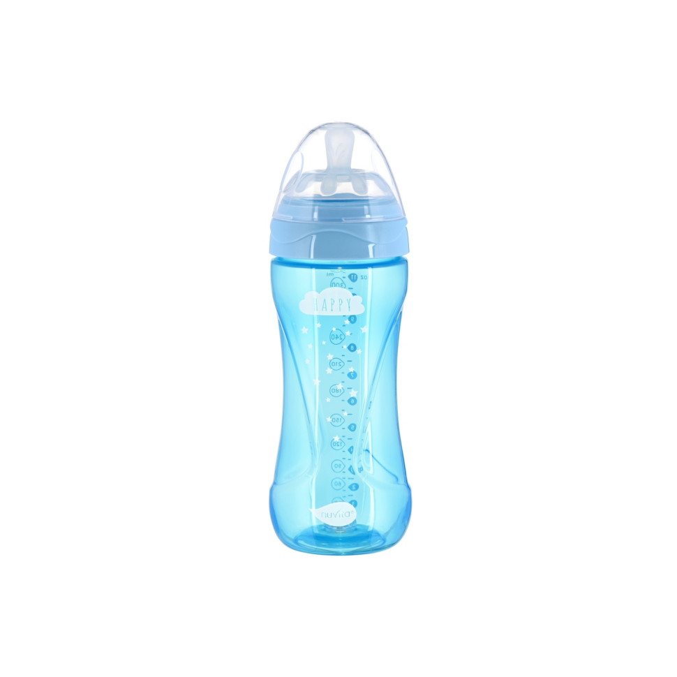 Дитяча пляшечка Nuvita 6052 Mimic Cool 330мл 4+ Антиколікова блакитна NV6052SKY