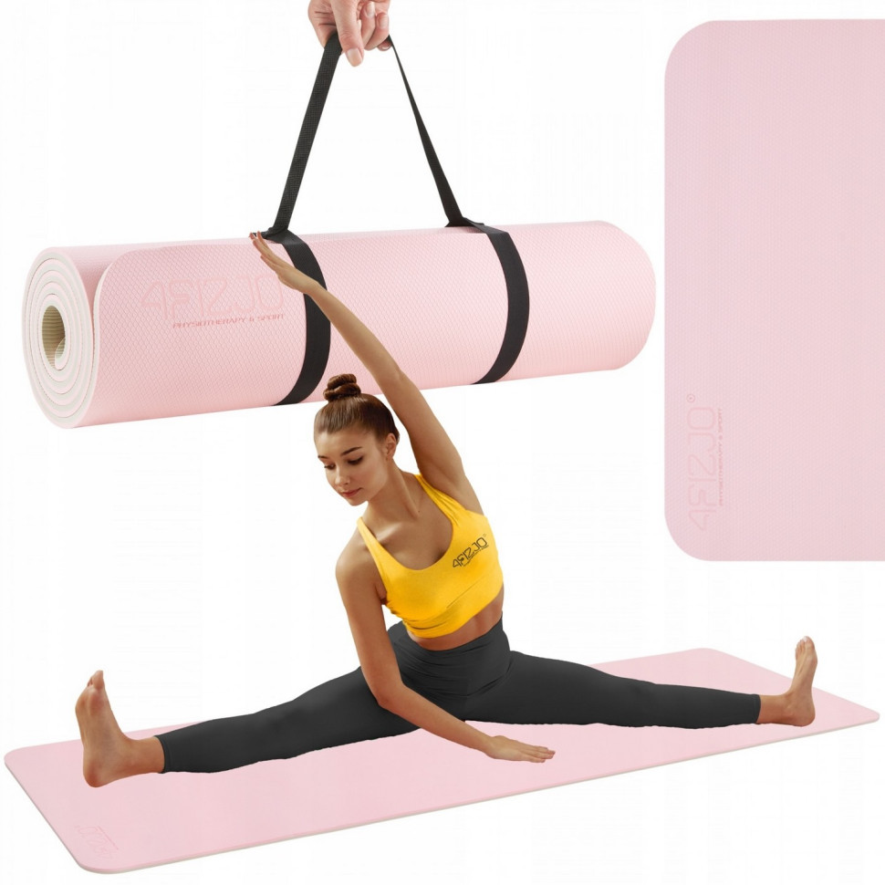 Коврик спортивный 4FIZJO 4FJ0200 TPE 180 x 60 x 1 см, Pink/Grey