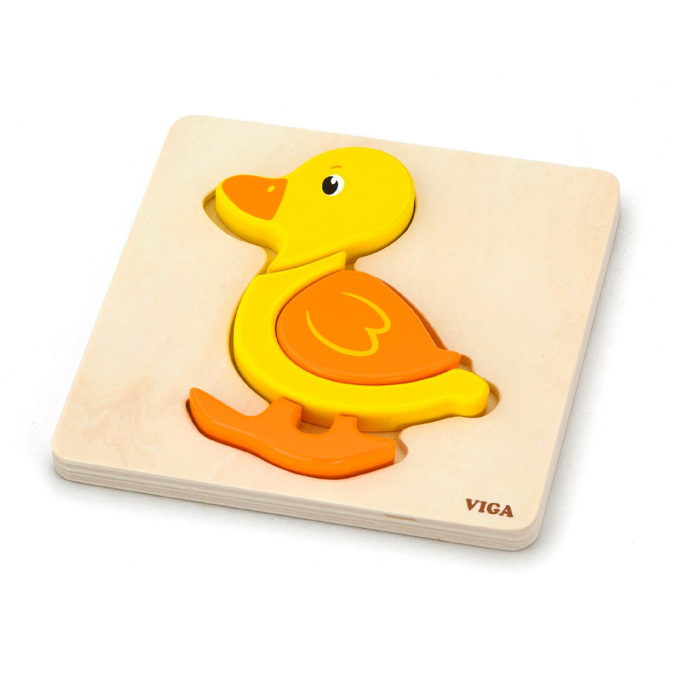 Деревянный мини-пазл Уточка Viga Toys 59929, 4 элемента