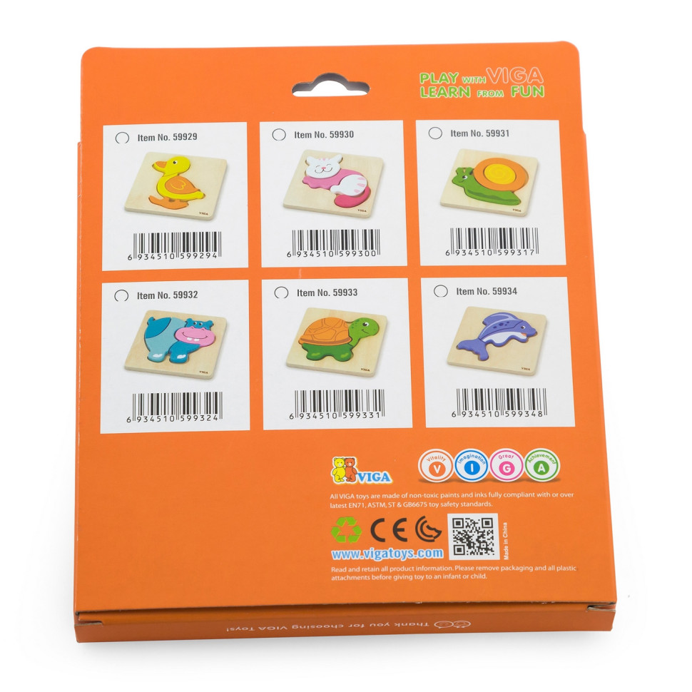 Деревянный мини-пазл Уточка Viga Toys 59929, 4 элемента