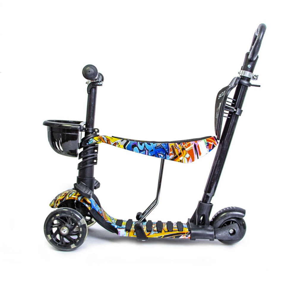 Самокат детский 3-х колесный 5 в 1 Scooter Graffiti Bambi 1617629379 до 25 кг