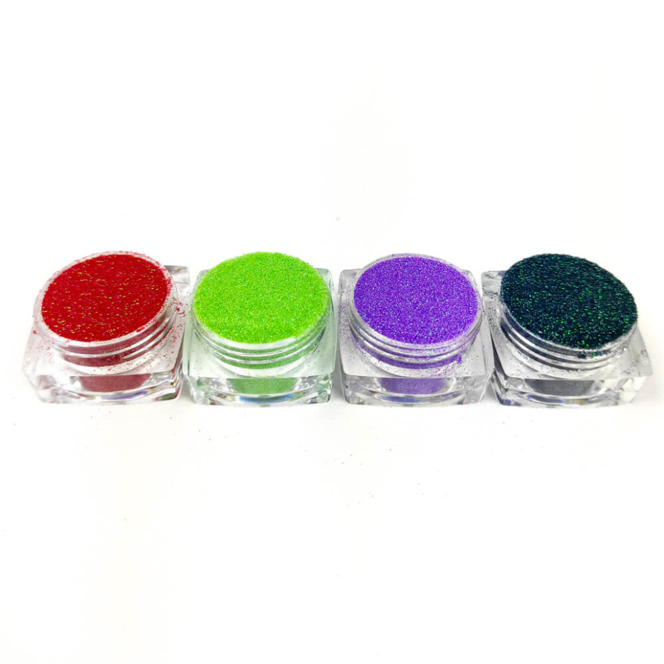 Набір гліттера для біо-тату «Райдужний №4» Fresh Tattoo glitter-set-4x-4, 4 кольори 