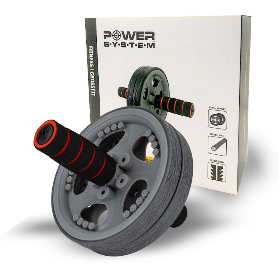 Колесо для пресса Dual-Core Ab Wheel Power System PS-4042_Grey-Black