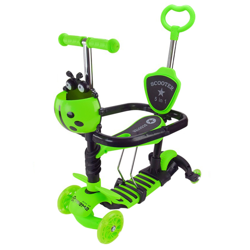 Самокат детский 3-х колесный Scooter Children's Bambi SC2501(Green) 3в1 светящиеся колеса, зеленый