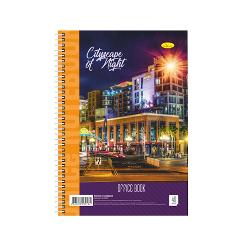 Блокнот для записів Апельсин Б-Л4-40-3, 40 аркушів, клітина, пружина збоку