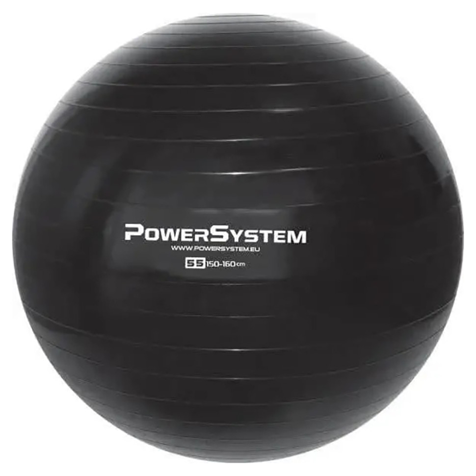М'яч для фітнесу та гімнастики Power System 4011BK-0, 55cm, Black