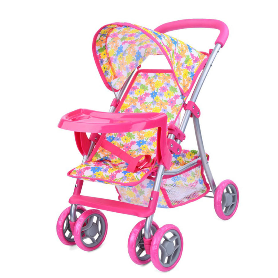 Дитяча коляска для ляльок Bambi 9304 BWT/025 (Pink) прогулянкова, поворот, кошик                                           