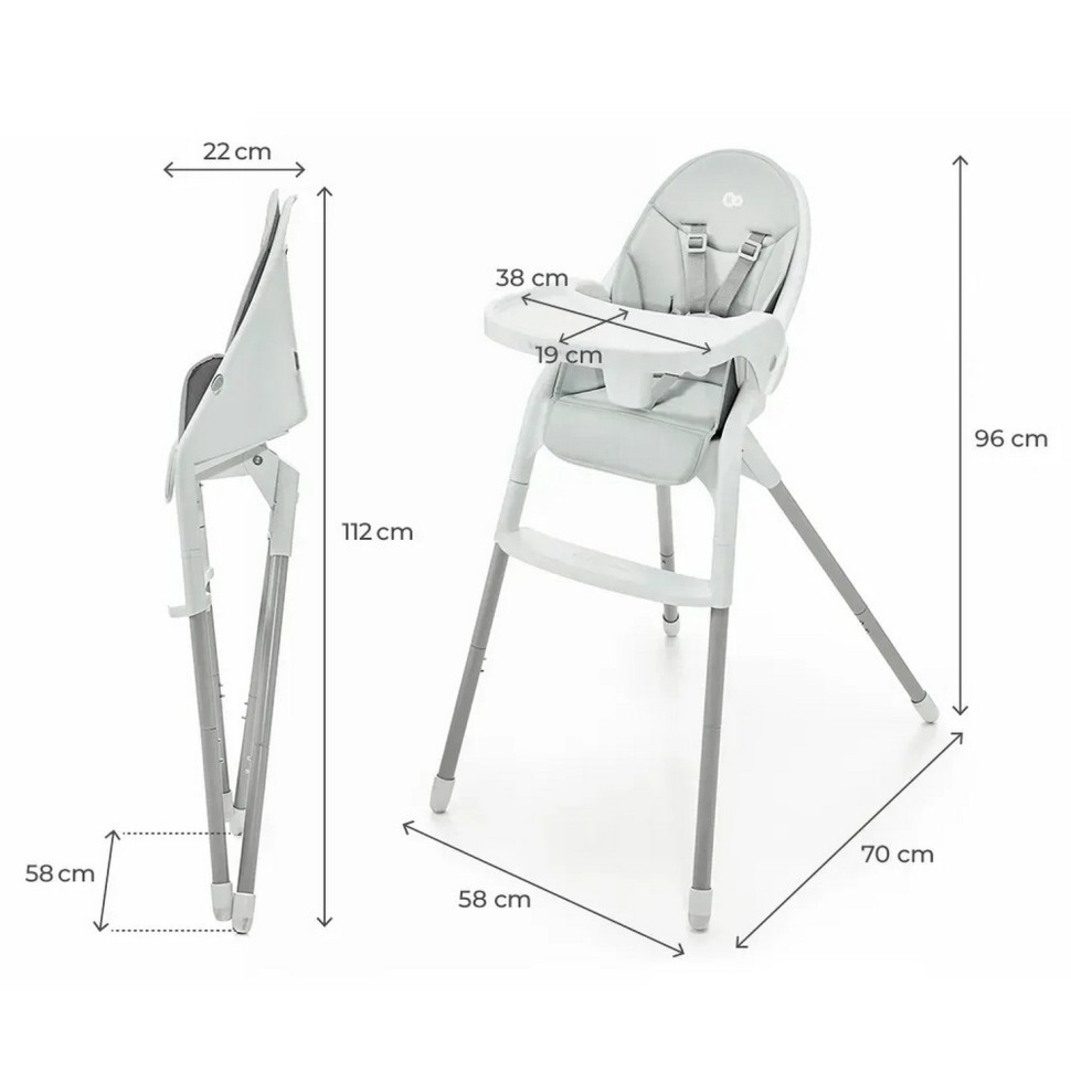 Стільчик для годування Dinnly Kinderkraft KHDINN00LGR0000 Grey