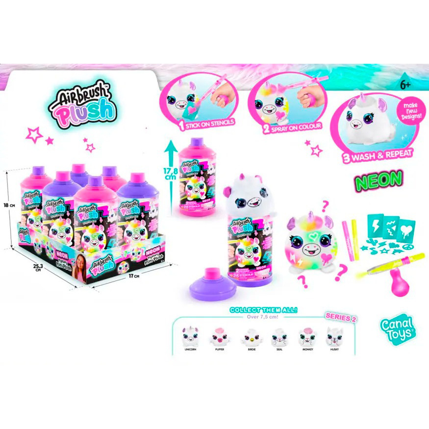 Игровой набор-сюрприз DIY AIRBRUSH PLUSH Неон мини CanalToys AIR020