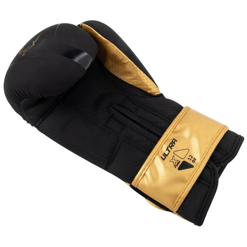Боксерські рукавиці 3024 Ultra Mat PowerPlay PP_3024_12oz_Bl/Gold, Чорно-Золоті 12 унцій