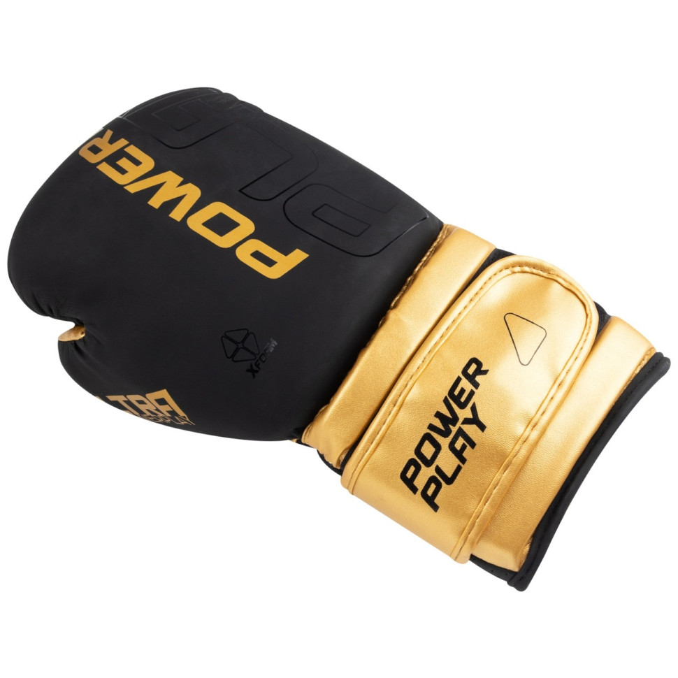 Боксерські рукавиці 3024 Ultra Mat PowerPlay PP_3024_12oz_Bl/Gold, Чорно-Золоті 12 унцій