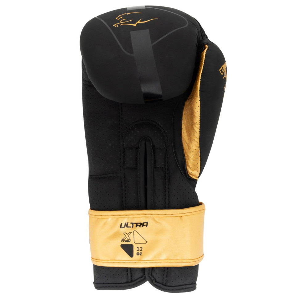Боксерські рукавиці 3024 Ultra Mat PowerPlay PP_3024_12oz_Bl/Gold, Чорно-Золоті 12 унцій