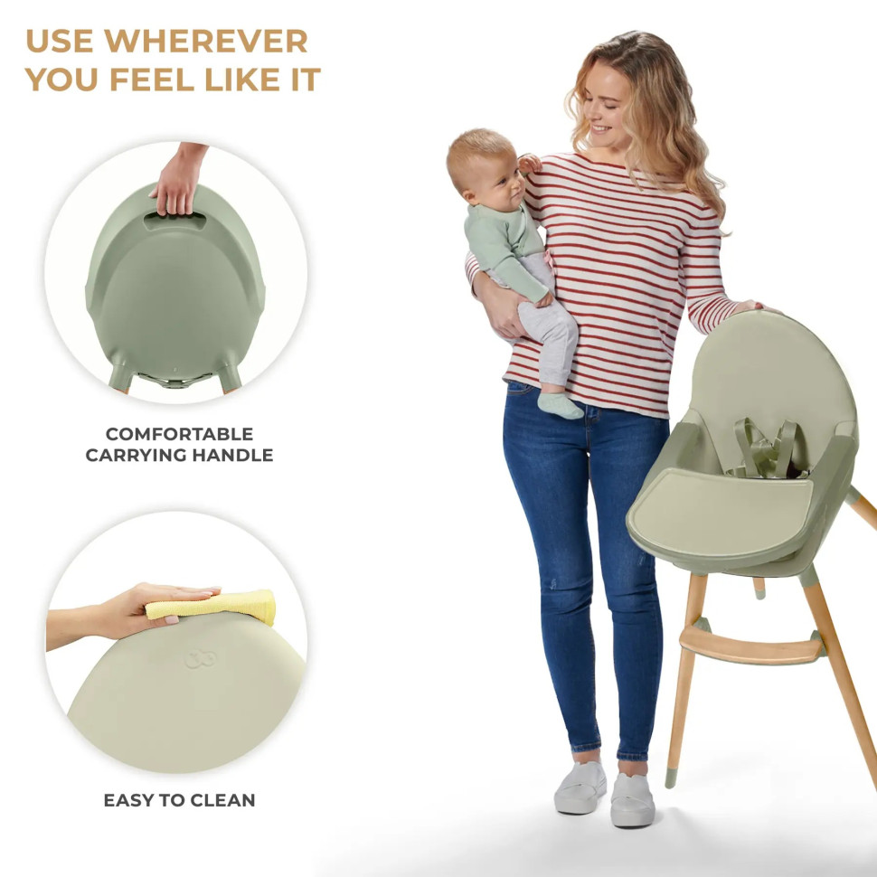 Дитячий стільчик для годування Fini 2 Kinderkraft KHFINI02GRE0000 Green 2 в 1