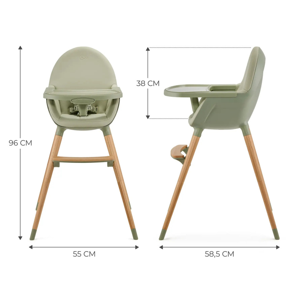 Дитячий стільчик для годування Fini 2 Kinderkraft KHFINI02GRE0000 Green 2 в 1
