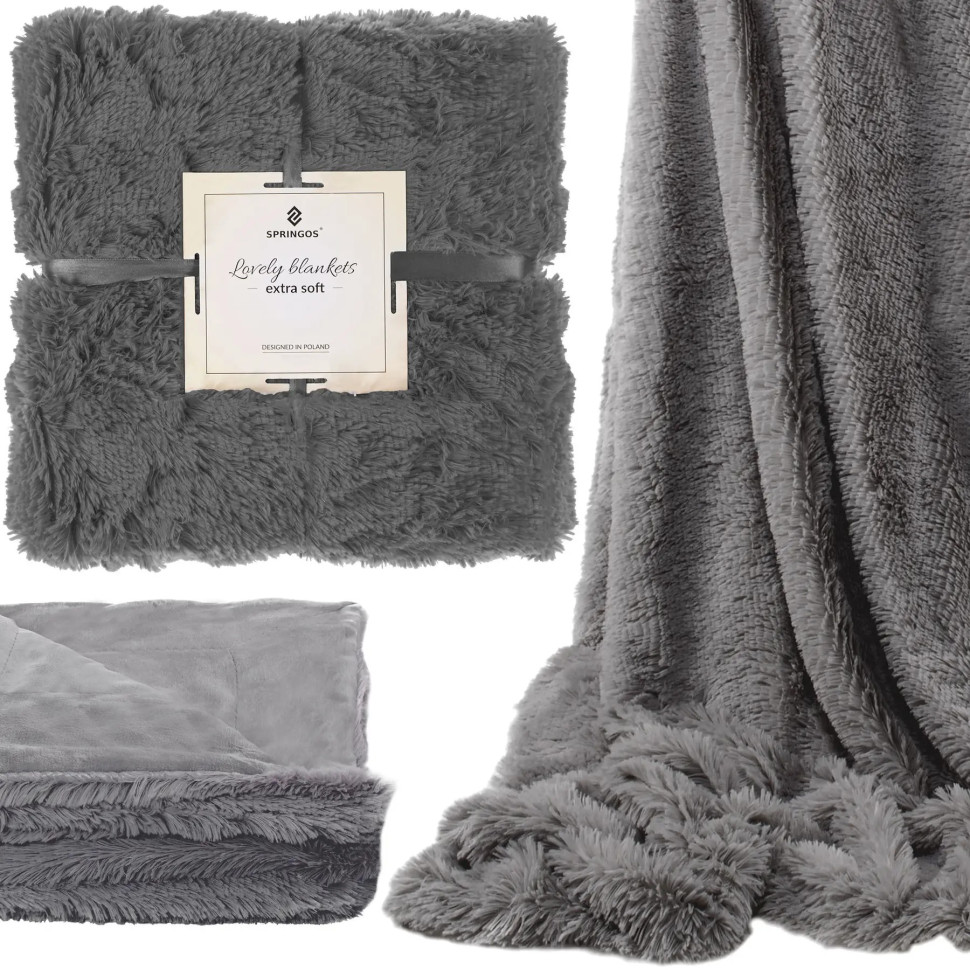 Плед-покрывало Extra Soft Springos HA7051 темно-серый 160x200 см
