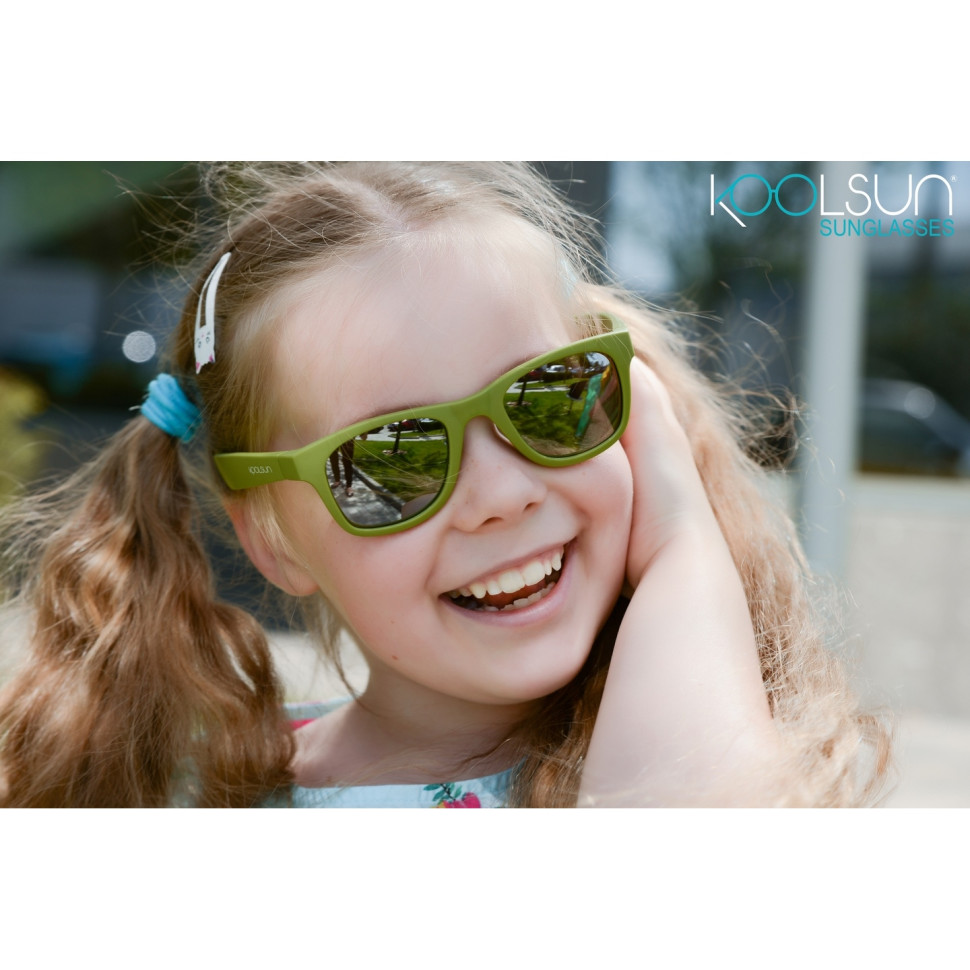 Дитячі сонцезахисні окуляри Koolsun кольору хакі серії Wave (Розмір: 3+) KS-WAOB003