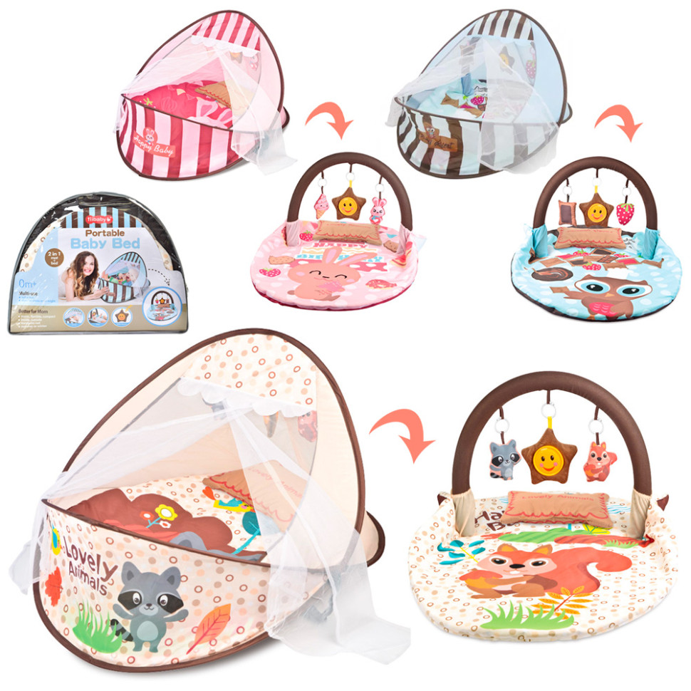 Коврик-манеж для младенца Tiibaby 66526A 2в1, дуга, подвески, играет музыка