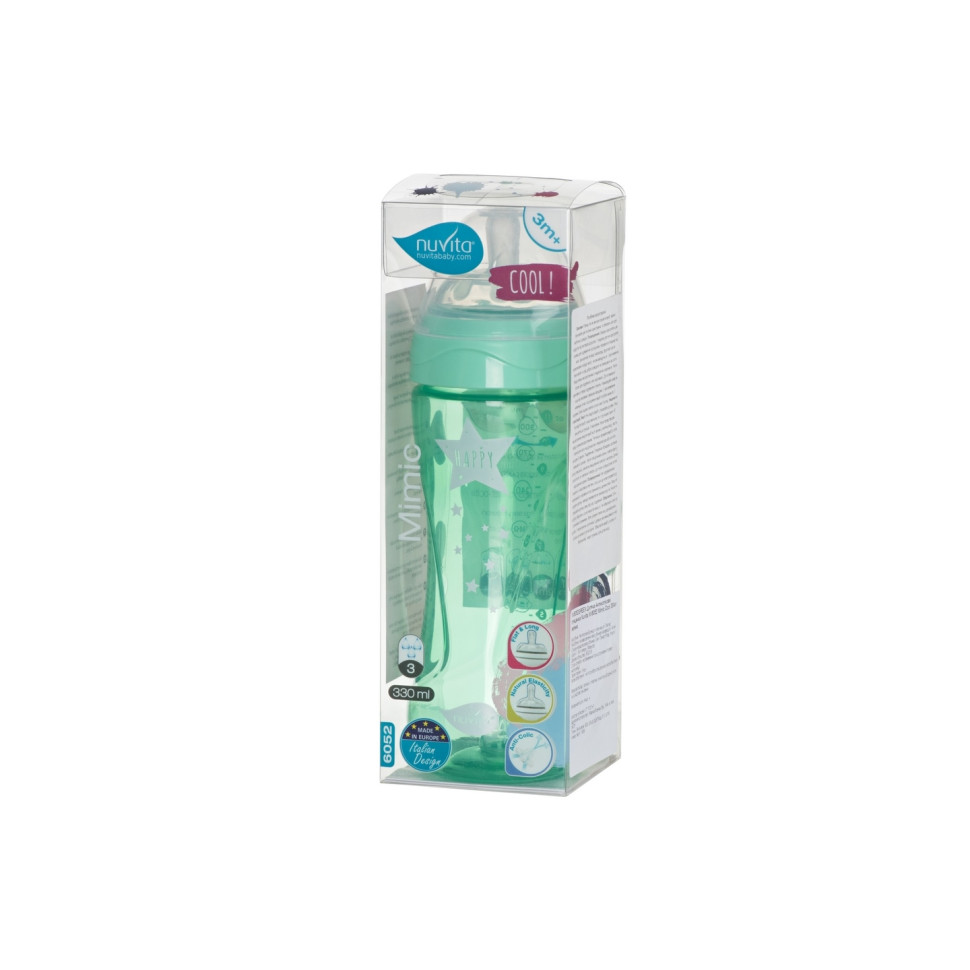 Дитяча пляшечка Nuvita 6052 Mimic Cool 330мл 4+ Антиколікова зелена NV6052GREEN