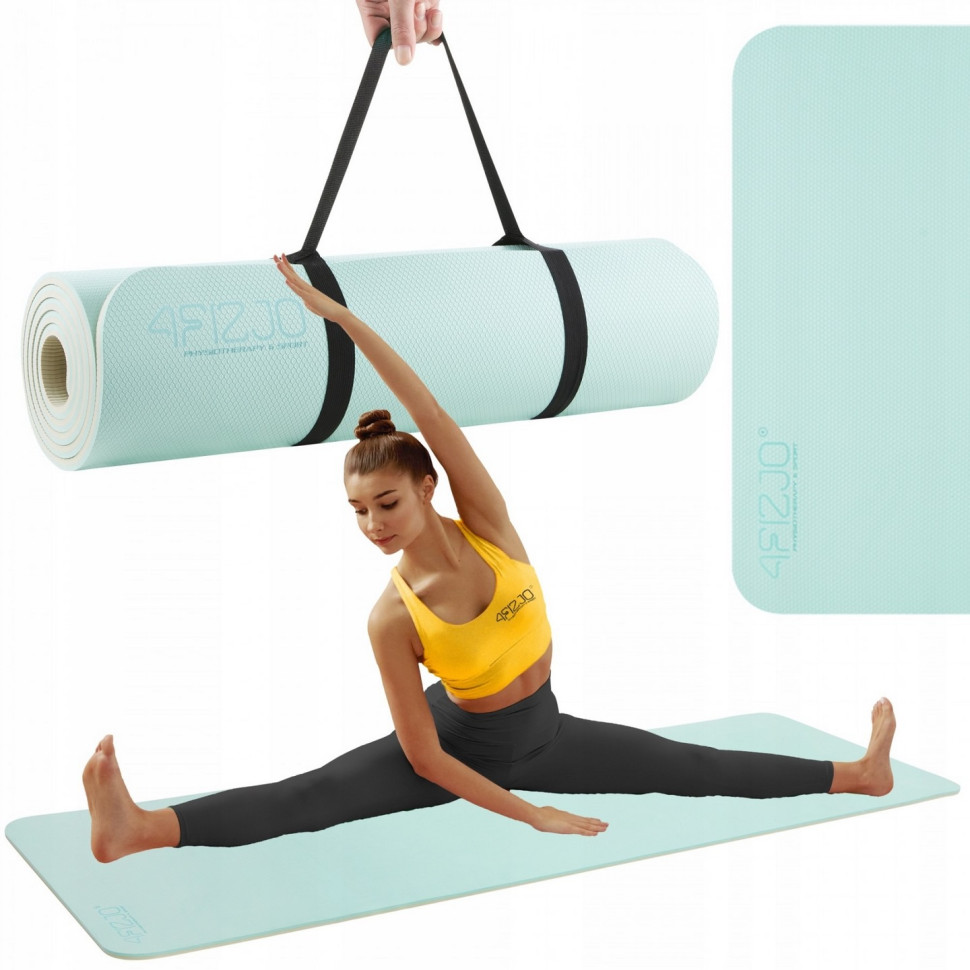 Коврик спортивный 4FIZJO 4FJ0202 TPE 180 x 60 x 1 см, Mint/Grey