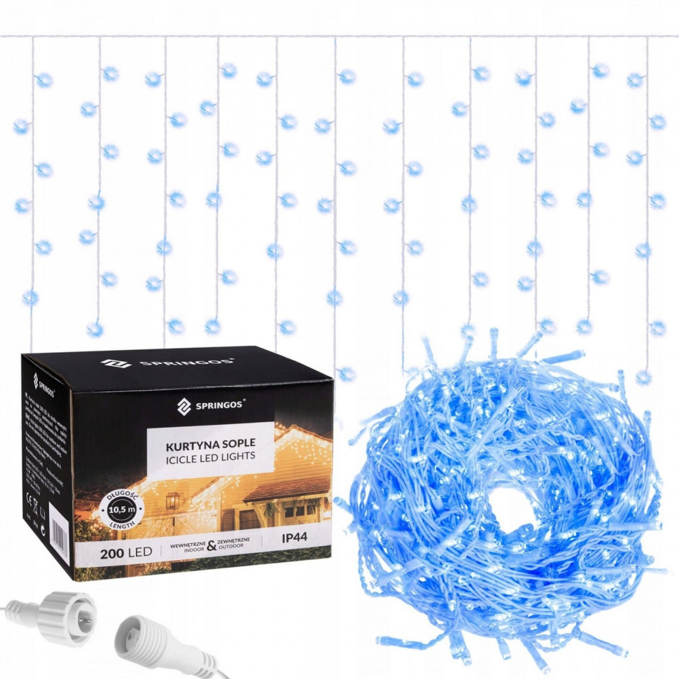 Гірлянда бахрома вулична Springos CL0202, 8 м 200 LED, Blue