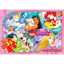 Детский пазл "Принцессы Дисней" G-Toys PD78 плакат 35 элементов