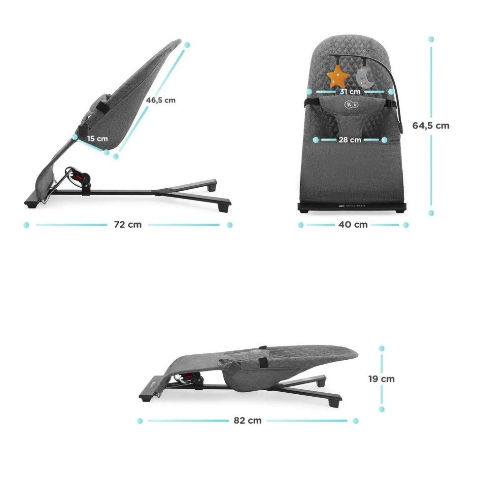 Шезлонг-гойдалка Kinderkraft KBMIMI00GRY0000 Mimi Grey