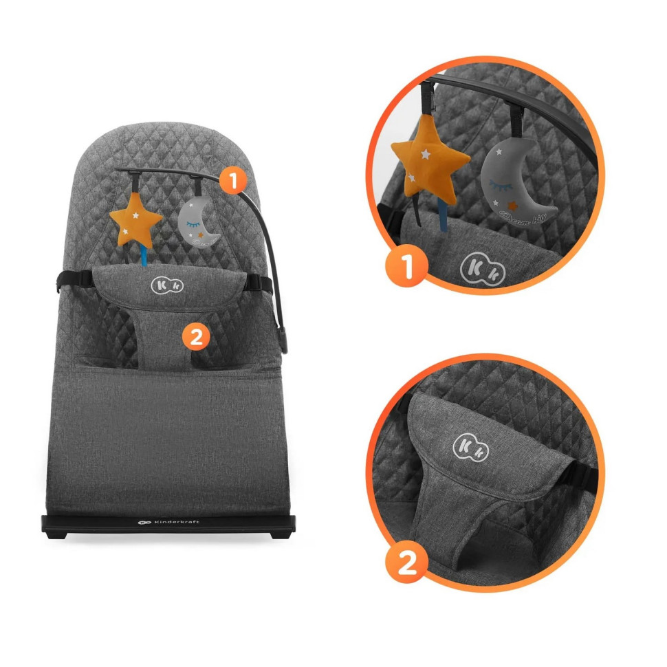 Шезлонг-гойдалка Kinderkraft KBMIMI00GRY0000 Mimi Grey