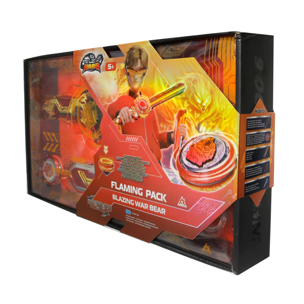 Игровой набор с волчком VI Flaming Pack Пылающий Боевой Медведь (Blazing War Bear) Infinity Nado EU654142