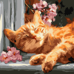 Картина по номерам "Рыжий кот на подоконнике" ©art_selena_ua Идейка KHO6791, 40х40 см