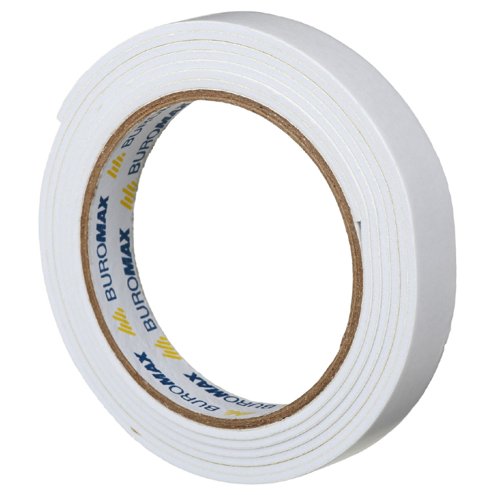 Клейка стрічка двостороння BUROMAX BM.7516 на пінній основі, 18 мм х 2 м