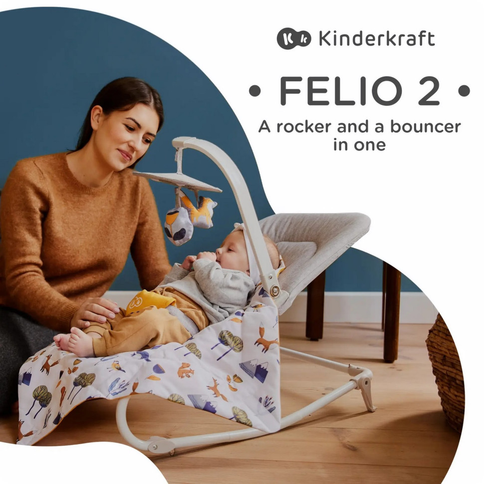 Дитячий шезлонг-гойдалка Felio 2 Kinderkraft KBFELI20YEL0000 Forest Yellow
