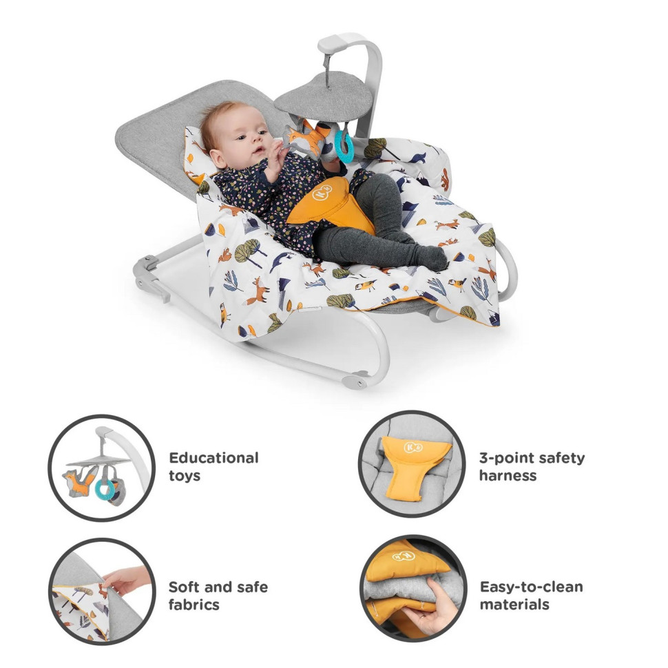 Дитячий шезлонг-гойдалка Felio 2 Kinderkraft KBFELI20YEL0000 Forest Yellow