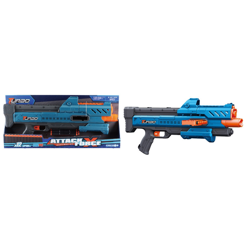 Игрушечный пулемет механический Blaster ВТ337 с боковым магазином и мягкими патронами