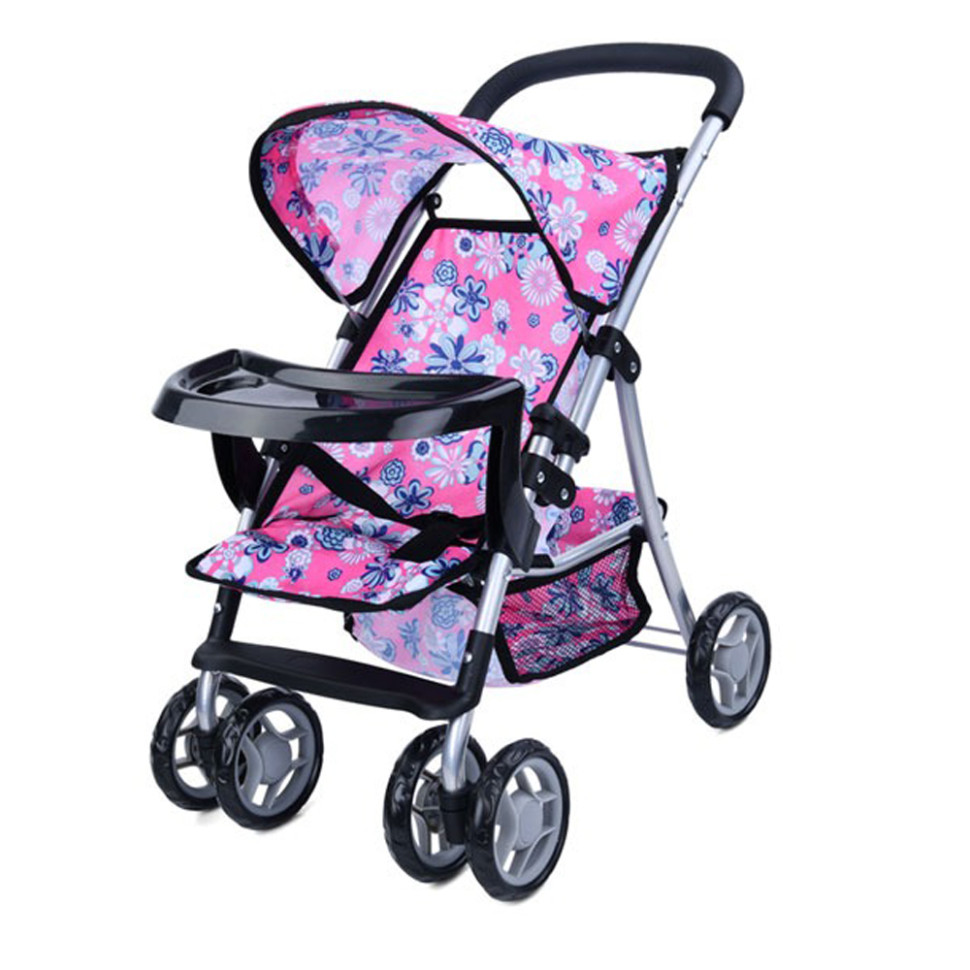 Дитяча коляска для ляльок Bambi 9304 BWT/025 (Black) прогулянкова, поворот, кошик                                           