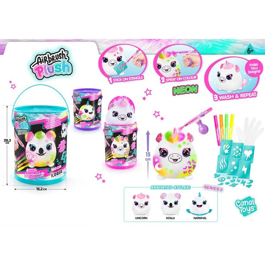 Игровой набор-сюрприз DIY AIRBRUSH PLUSH Сквиш Неон CanalToys AIR022