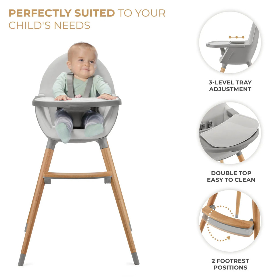 Дитячий стільчик для годування Fini 2 Kinderkraft KHFINI02GRY0000 Grey 2 в 1