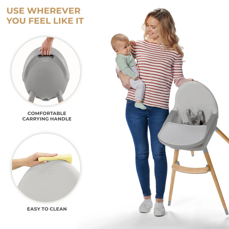 Дитячий стільчик для годування Fini 2 Kinderkraft KHFINI02GRY0000 Grey 2 в 1