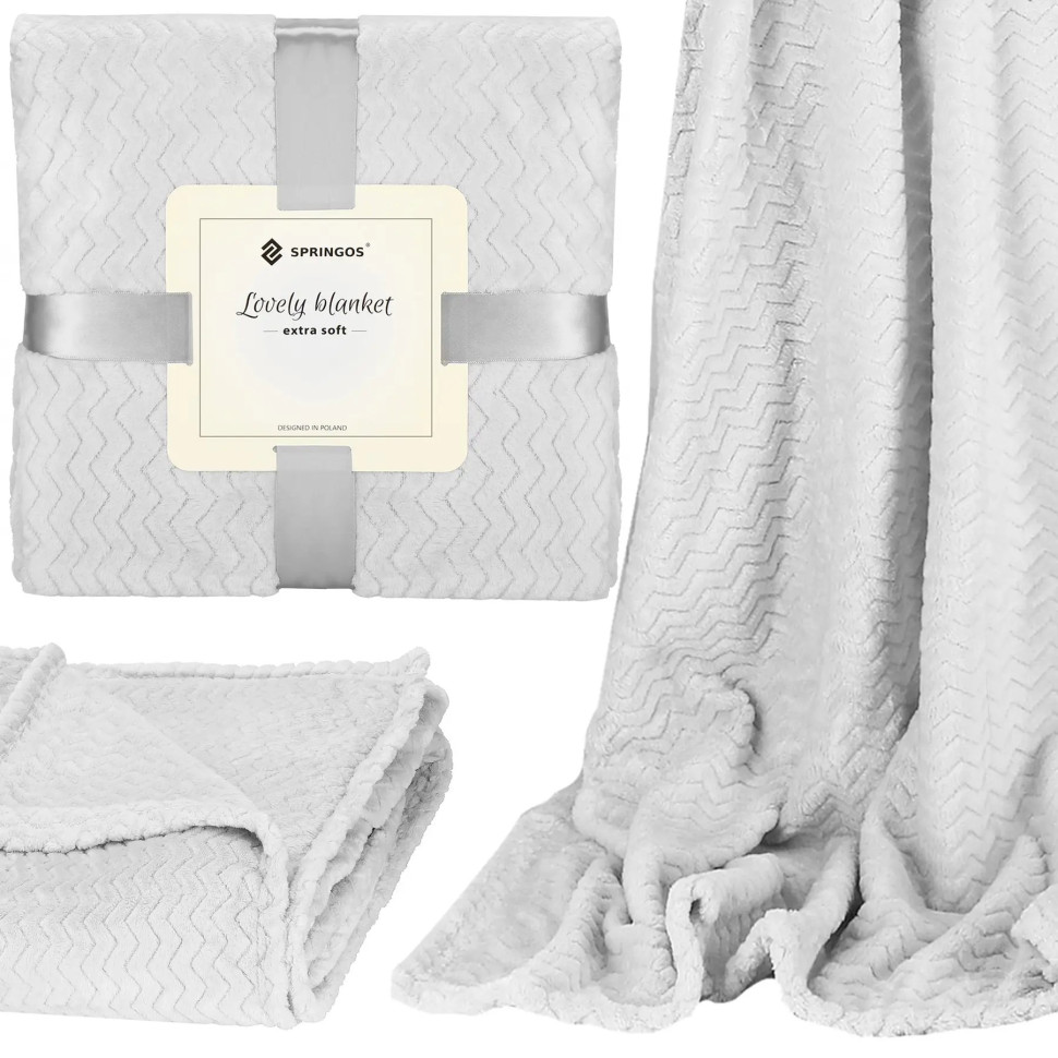 Плед-покрывало Extra Soft Springos HA7138 белый 160x200 см