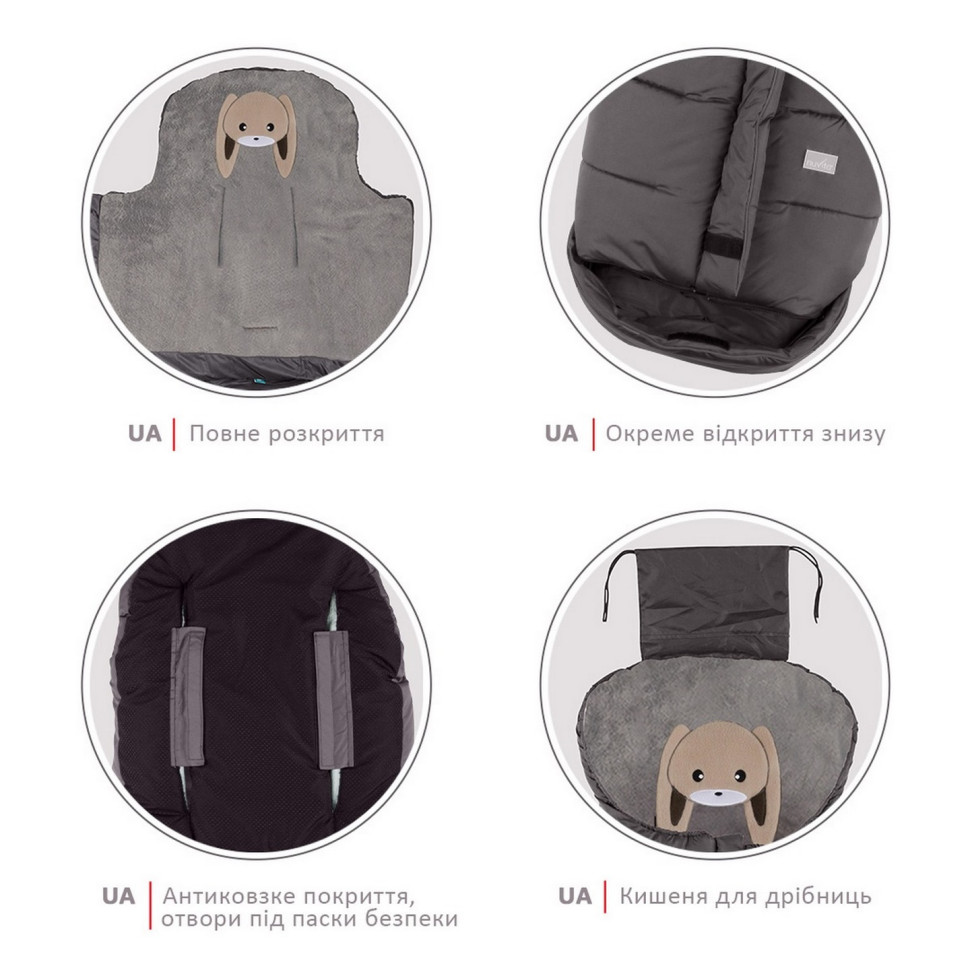 Зимний конверт NUVITA 9605 СUCCIOLI JUNIOR джинс/кот/серый NV9605CUCCIOLOJRJEANS