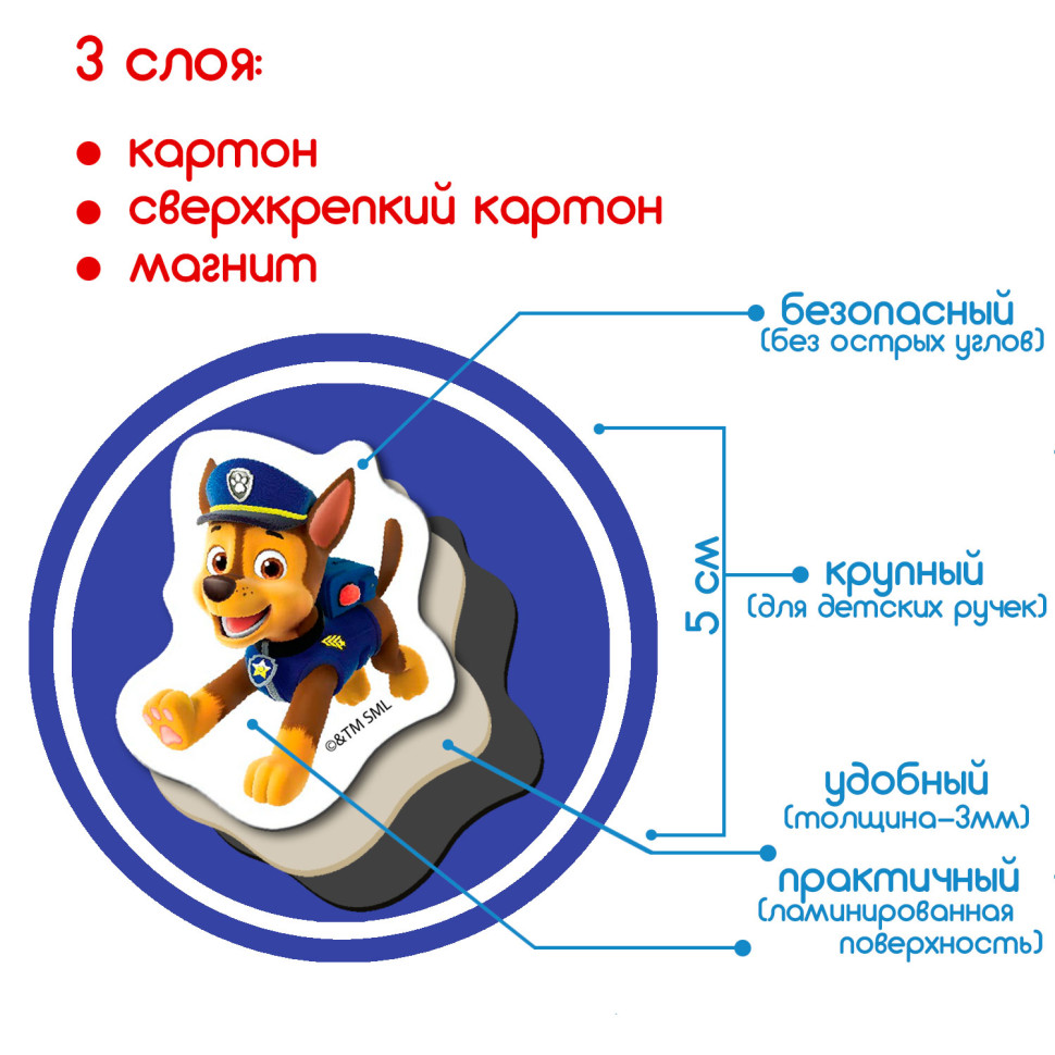 Детский набор магнитов Щенячий патруль Magdum ML4034-16, 65 эл