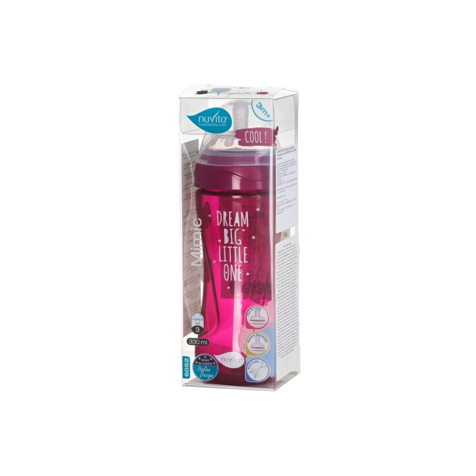Дитяча пляшечка Nuvita 6052 Mimic Cool 330мл 4+ Антиколікова пурпурна NV6052PURPLE