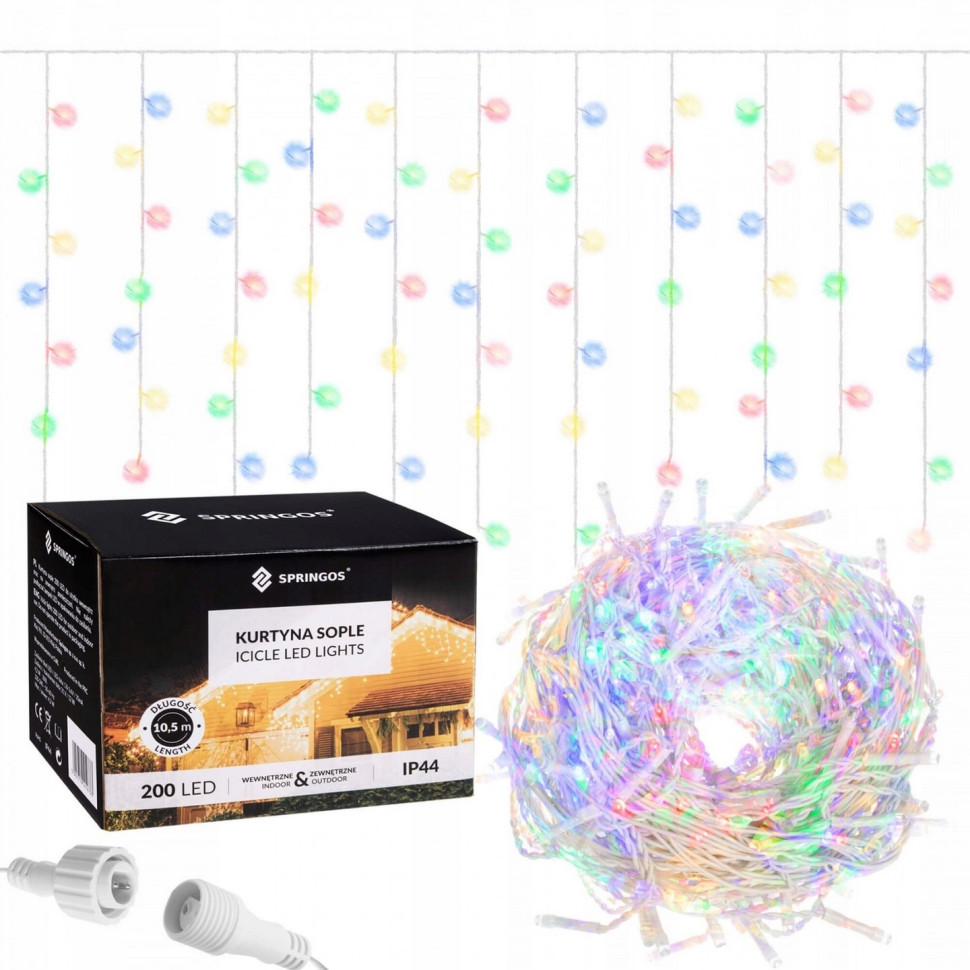 Гірлянда бахрома вулична Springos CL0203, 8 м 200 LED, Mix