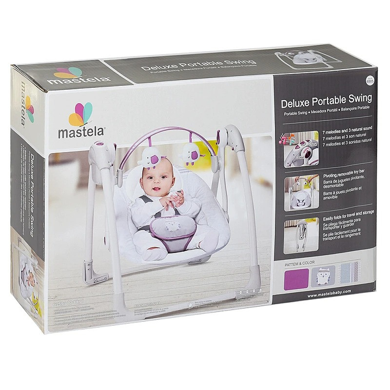 Гойдалка-шезлонг для новонароджених Mastela 6505 музика, 5 швидкостей, сірий