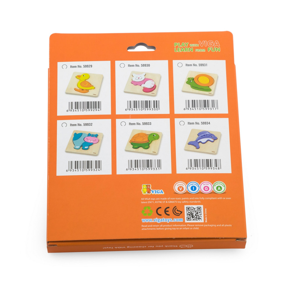 Деревянный мини-пазл Кошечка Viga Toys 59930, 4 элемента