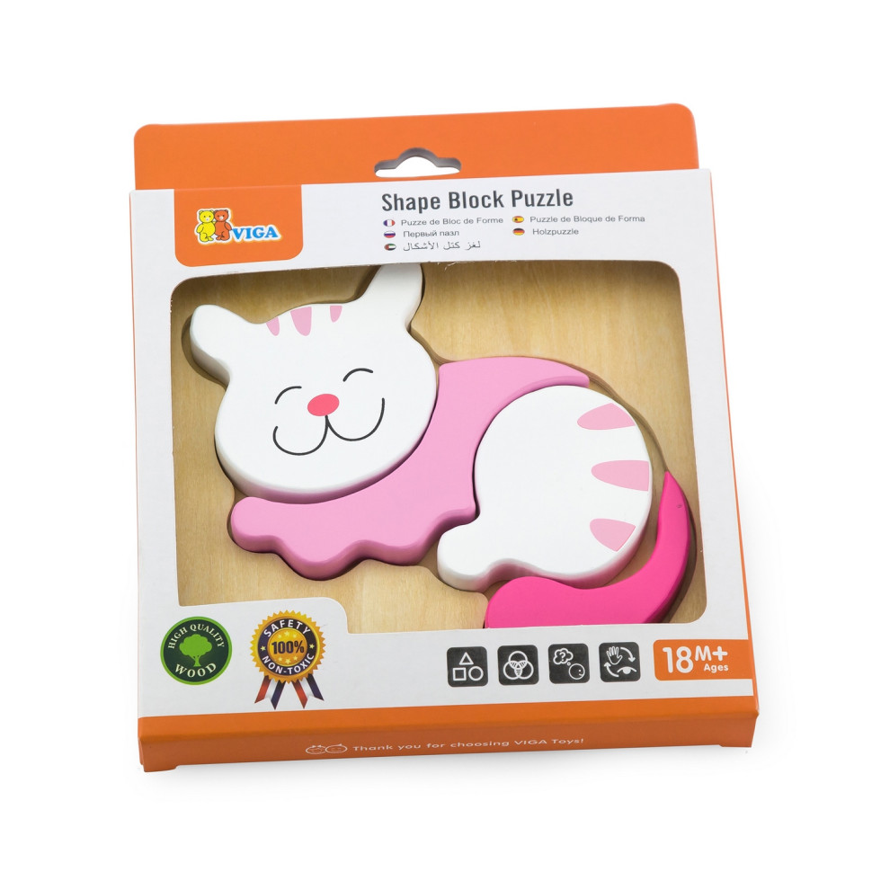 Деревянный мини-пазл Кошечка Viga Toys 59930, 4 элемента