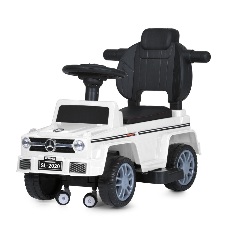 Дитяча каталка-толокар Bambi Racer M 5043L-1 білий, з батьківською ручкою