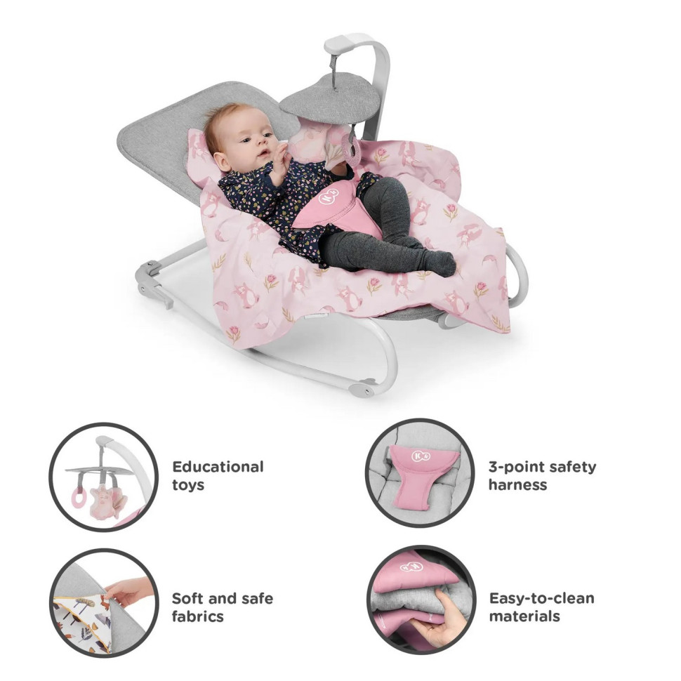 Дитячий шезлонг-гойдалка Felio 2 Kinderkraft KBFELI20PNK0000 Peony Rose