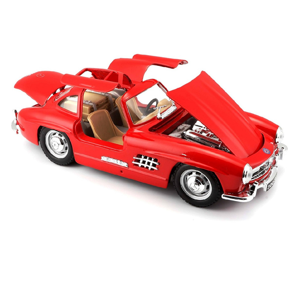 Автомодель - MERCEDES-BENZ 300 SL 1954 (красный, серебристый, 1:24)