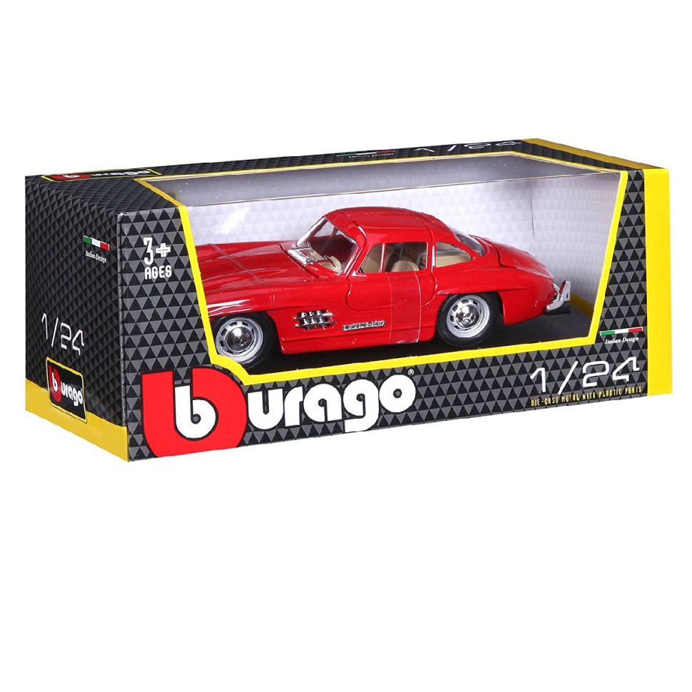 Автомодель - MERCEDES-BENZ 300 SL 1954 (красный, серебристый, 1:24)
